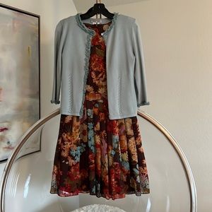 Kay Unger dress and sweater